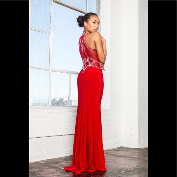 💐SALE💐 Illusion Back Floor Length Dress - Picture 2 of 5